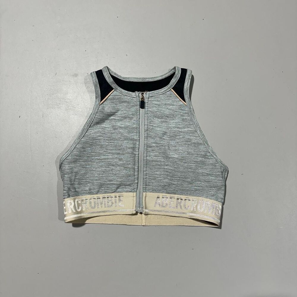 Abercrombie & Fitch XS Grey Zip Up Sports Bra with Padding